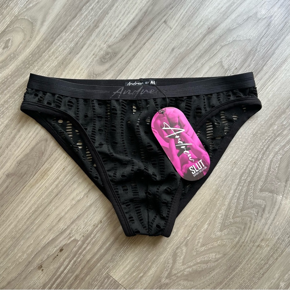 Capsule Mesh Lace Brief in Black (Medium) - Picture 6 of 16